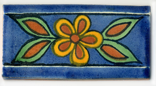 5-2-55-105 - Cenefa, halbe Fliese, Flor azul