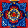 Handbemalte Fliese 5x5 - Flor rojo-azul