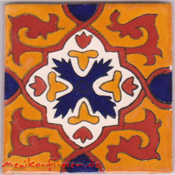 9-12-134 - Handbemalte Fliese 10x10 - Avila Mango