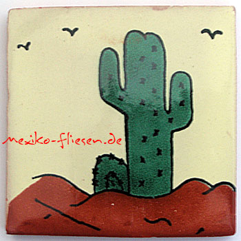 9-12-22 - Handbemalte Fliese 10x10 - Cactus