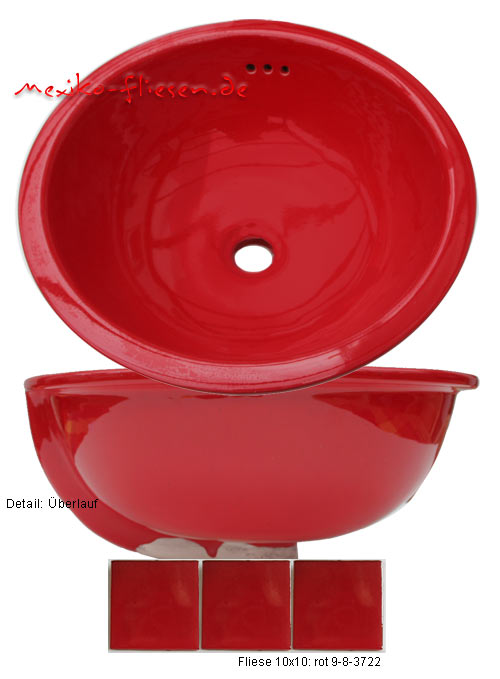 Waschbecken rund, 34,5cm, rot