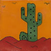 Handbemalte Fliese 10x10 - Cactus fondo mango