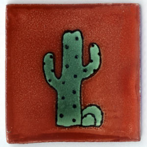 9-13-36 - Handbemalte Fliese 5x5 - Cactus tc