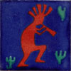 Handbemalte Fliese 5x5 - Kokopelli tc.-azul