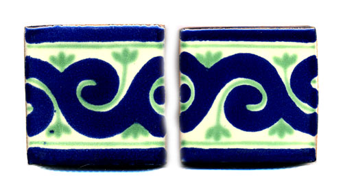 Handbemalte Fliese 5x5, Ola Azul, Bordüre