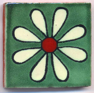 9-13-83 - Handbemalte Fliese 5x5 - Maya verde