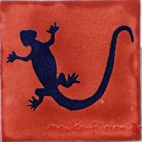 9-12-47 - Handbemalte Fliese 10x10 - Lagartija azul TC