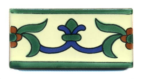 5-2-55-111 - Cenefa, halbe Fliese - Lilia fondo blanco, verde