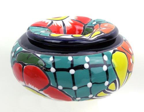 71-06-07VA - Aschenbecher, handbemalt, Talavera - verde aqua