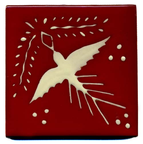 5-2-40-08 - Outdoor Relief-Fliese - 10x10 - Paloma fondo rojo