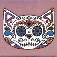 Relief-Fliese 10x10 - Katze rosa