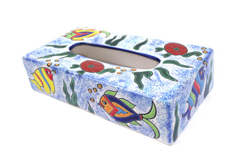 5-2-108-501 - Kosmetiktuchbox, handbemalt - Peces