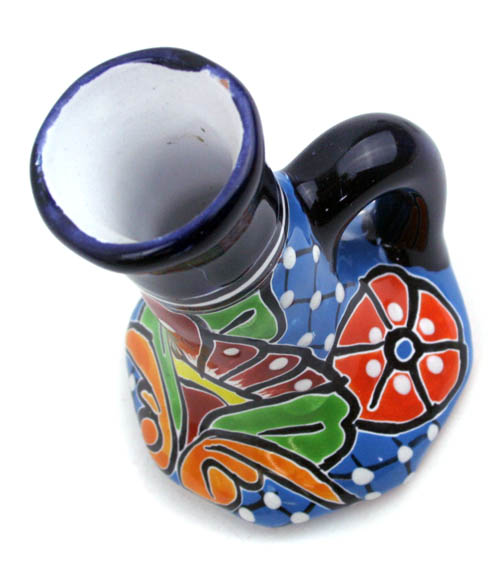 71-09-07Z - Vase - Kerzenleuchter Puebla - handbemalt, blau