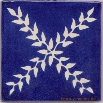 5-2-33-120 - Handbemalte Fliese 10x10 - Arbor fondo azul