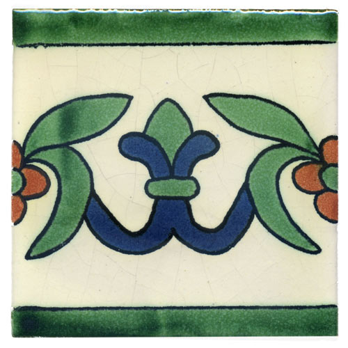 5-2-33-04b - Bordüre 10x10 Lilia Fondo Blanco, verde