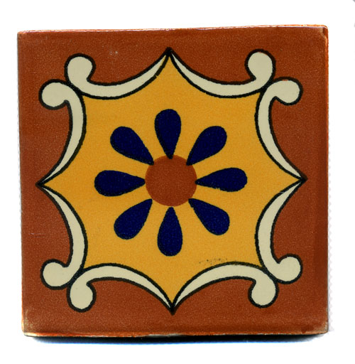 5-2-33-180 - Handbemalte Fliese 10x10 - Arabesque mango TC