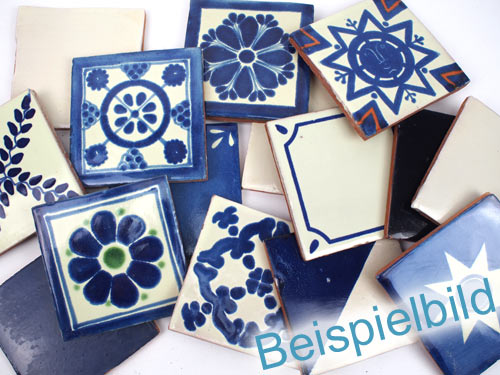 30 Fliesen 10x10 B-Ware blau-weiss