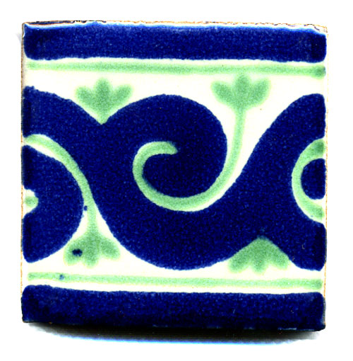 5-2-3001w4 - Handbemalte Fliese 5x5, Ola Azul, Bordüre
