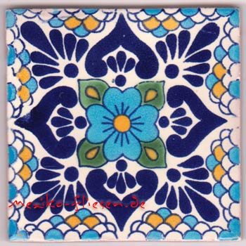 9-12-149 - Handbemalte Fliese 10x10 - Azucena turqueza