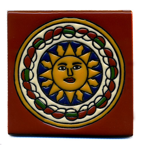 9-24-033 - Relief-Fliese 10x10 - Sol azteca, fondo TC