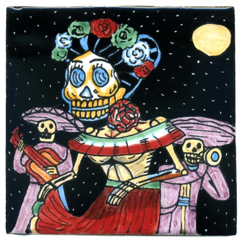 5-2-36-005 -  Handbemalte Fliese 10x10 - Mariachis