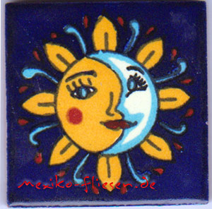 9-13-04 - Handbemalte Fliese 5x5 - Sol y Luna