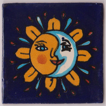 9-12-17 - Handbemalte Fliese 10x10 - Sol y Luna