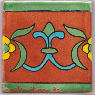 5-2-33-73 - Handbemalte Fliese 10x10 - Bordüre Lilia Marron