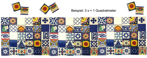 Fliesenset 30 Stück - Chiapas - blau-weiß Mix 10,6x10,6cm
