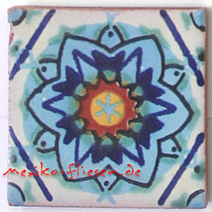 9-13-95 - Handbemalte Fliese 5x5 - Estrella turqueza