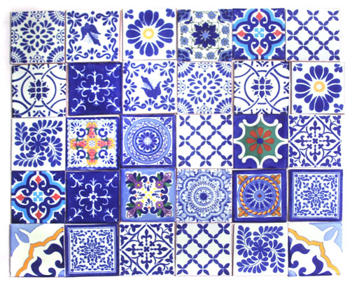 S10-30-12 - Fliesenset 30 Stück - Morelos - blau-weiß Mix 10,6x10,6cm