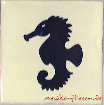 9-12-53 - Handbemalte Fliese 10x10 -  Caballito de Mar