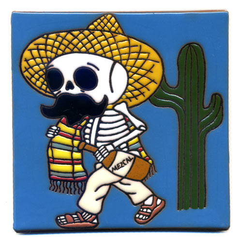5-2-3725 - Relief-Fliese 10x10 - Mexikaner mit Sombrero