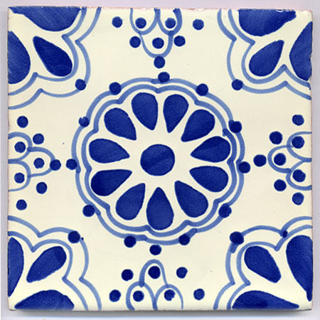 5-2-38-59 - Handbemalte Fliese 15x15 - Lace Azul