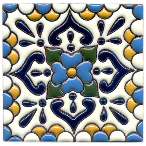 9-24-012 - Relief-Fliese 10x10 - Azucena turqueza