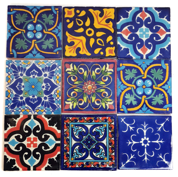 Fliesenset 9 Stück - Cancun - bunt Mix ca. 32x32 cm
