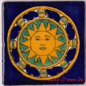 9-13-64 - Handbemalte Fliese 5x5 - Sol Medallon