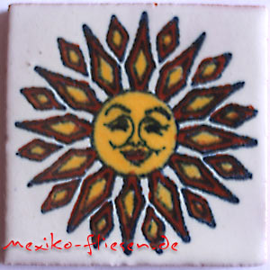 9-13-112 - Handbemalte Fliese 5x5 - Sol fondo blanco