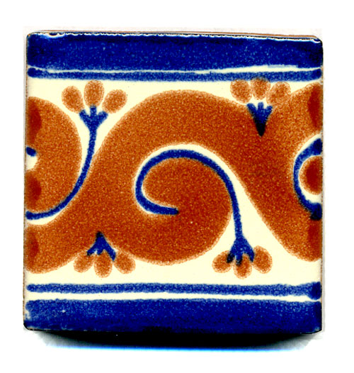 5-2-3001w3 - Handbemalte Fliese 5x5, Greca, Bordüre