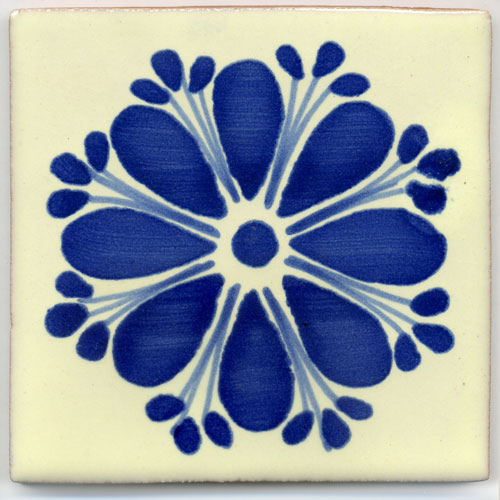 5-2-33-57 - Handbemalte Fliese 10x10 - Amapola Azul