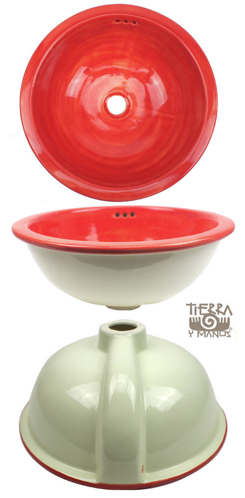 3-05-708 - Waschbecken 36cm, rund, rot gewaschen - Sonderpreis!