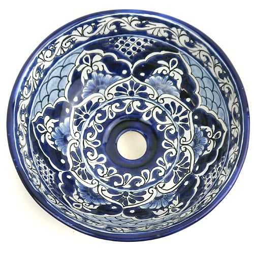 Mini-Waschbecken, rund 28 cm, Talavera azul