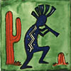 Handbemalte Fliese 10x10 - Kokopelli verde