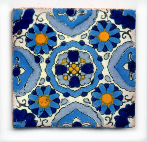 9-13-113 - Handbemalte Fliese 5x5 - azul-amarillo