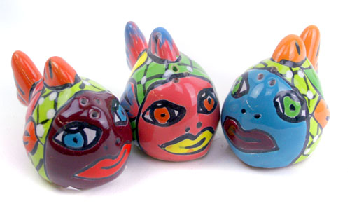 Salzstreuer, Pfefferstreuer Fisch, hellgrün