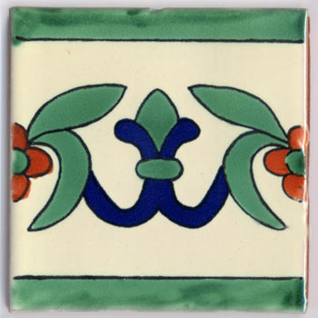 5-2-44-04b - Outdoor-Fliese - 10x10 - Lilia fondo blanco, verde