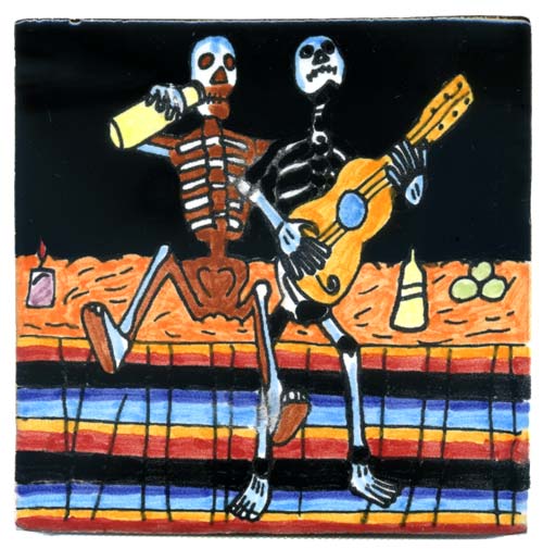 5-2-36-004 - Handbemalte Fliese 10x10 - Borrachos