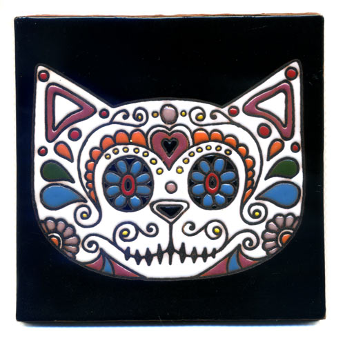5-2-3727 - Relief-Fliese 10x10 - Katze schwarz