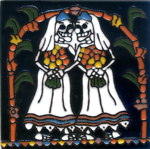 5-2-3722 - Relief-Fliese 10x10 - Hochzeit 2 Bräute, queer