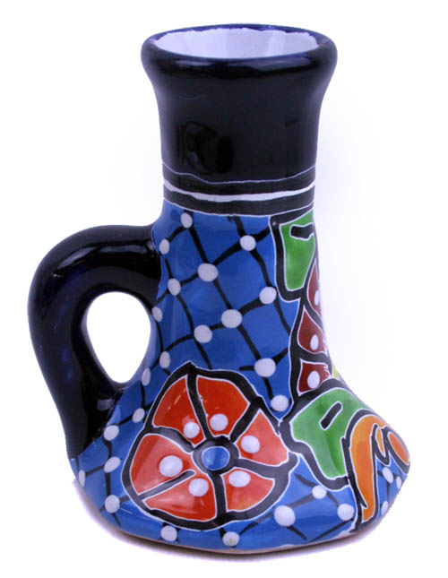 Vase - Kerzenleuchter Puebla - handbemalt, blau